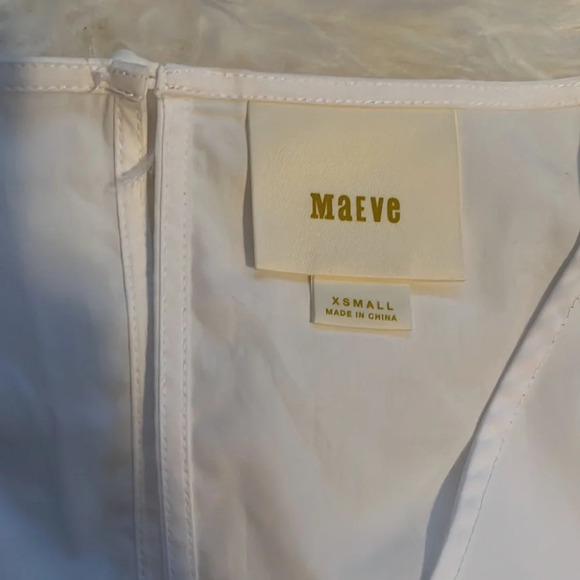 Anthropologie Maeve White Cinched Waist Top Size Extra Small - Picture 2 of 7